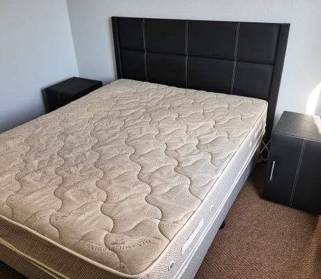 (M62) Queen bed with pedestels and headboard