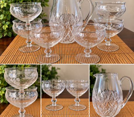 (ALB - 62) VINTAGE PITCHER WITH GLASSES  R150