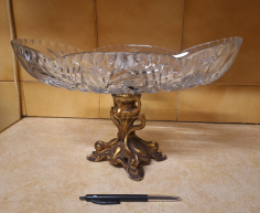 (ALB - 163) BRASS FOOTED GLASS BOWL  R300