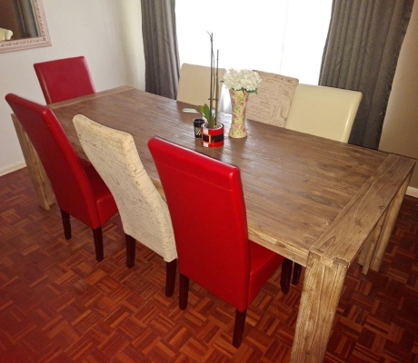 CORICRAFT 8 SEATER DINING ROOM ACACIA WOOD TABLE WITH 8 CHAIRS - R2800 (C BENONI)