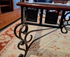 BEAUTIFUL WOOD AND WROUGHT IRON COFFEE TABLE